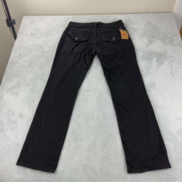 True Religion NWT Men's Size 33x32 Black Denim Flared Jeans Zipper Fly - Picture 4 of 8